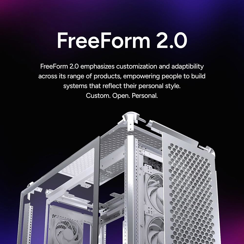 쿨러 마스터 프레임 600 ATX 미드 타워 PC 케이스, 프리미엄 알루미늄 모듈형 섀시, 4배 고풍량 PWM 팬, 410mm GPU 및 420mm 라디에이터 지원, 고성능 게이밍 - 상세 이미지 3