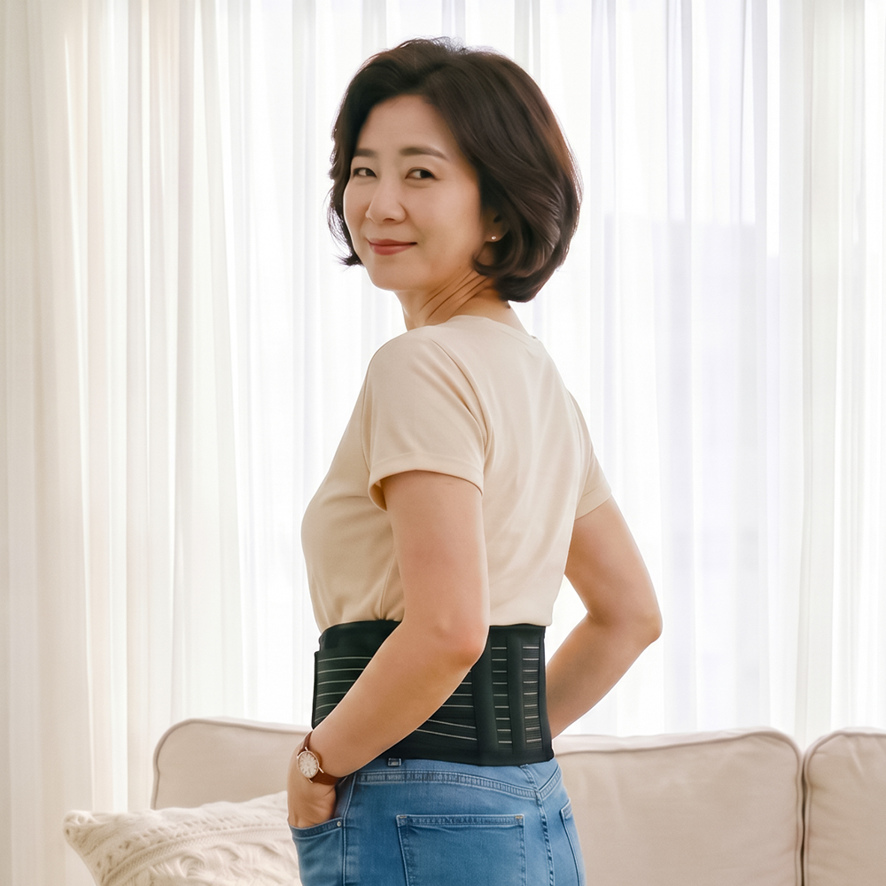 블랙 시니어벨트 레벨2 시니어 의료용 허리보호대 자석 허리통증 약국 요추 척추 복대 디스크 - 상세 이미지 2