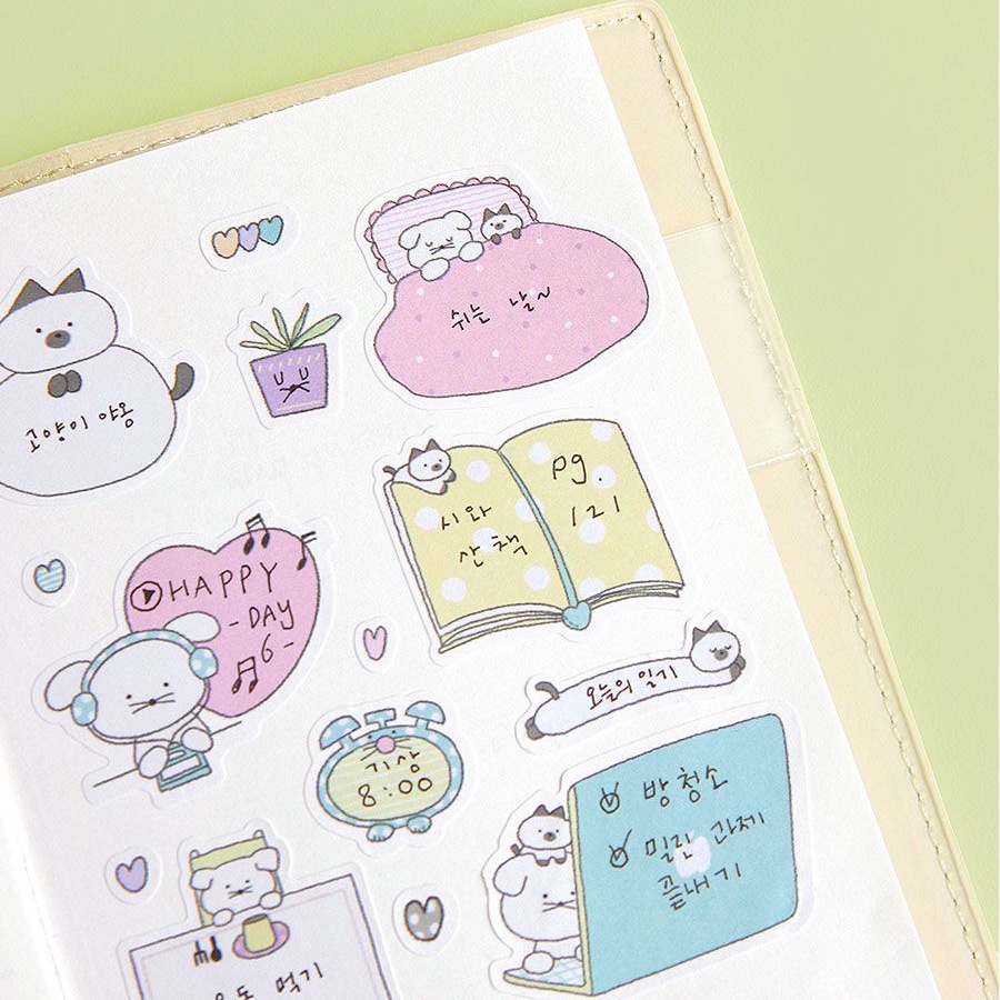 마이룸 메모 키스컷 스티커 귀여운 일러스트 마스킹 테이프 모조지 이미지 8