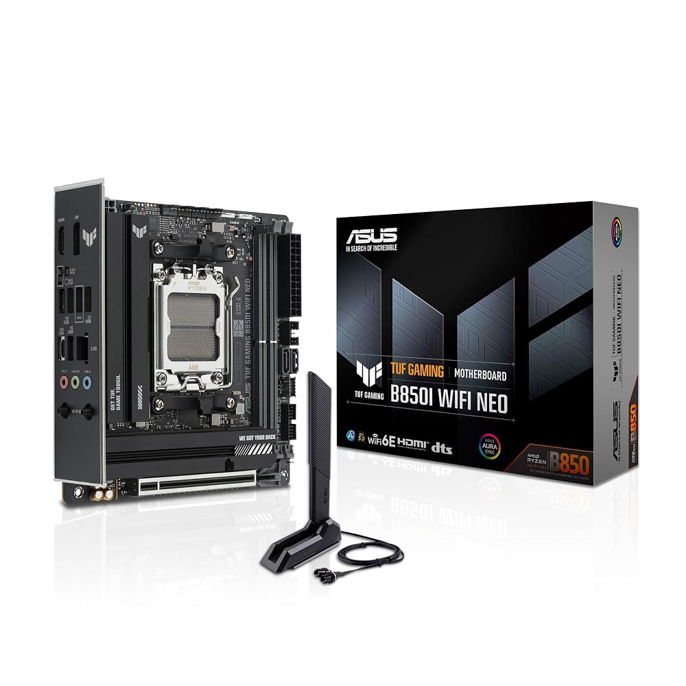 ASUS TUF 게이밍 B850I WiFi NEO AM5 미니 ITX 마더보드, DDR5, DIMM 핏, 6E, 2.5Gb LAN, PCIe 5.0, 2X M.2, USB-C, - 상품 이미지