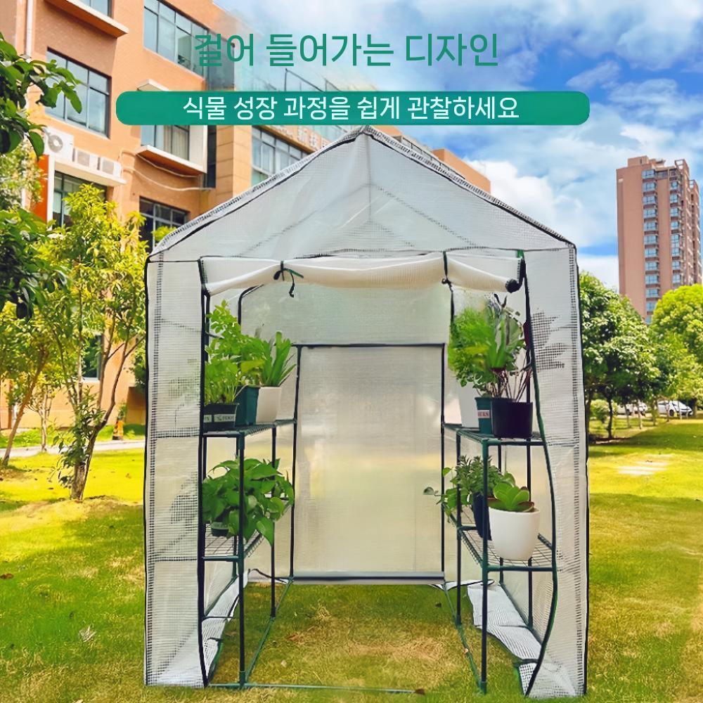 미니 비닐하우스 조립식 온실 텃밭 가정용 소형 천막 4단 소형 온실 69 X 49 X 158 - 상세 이미지 5