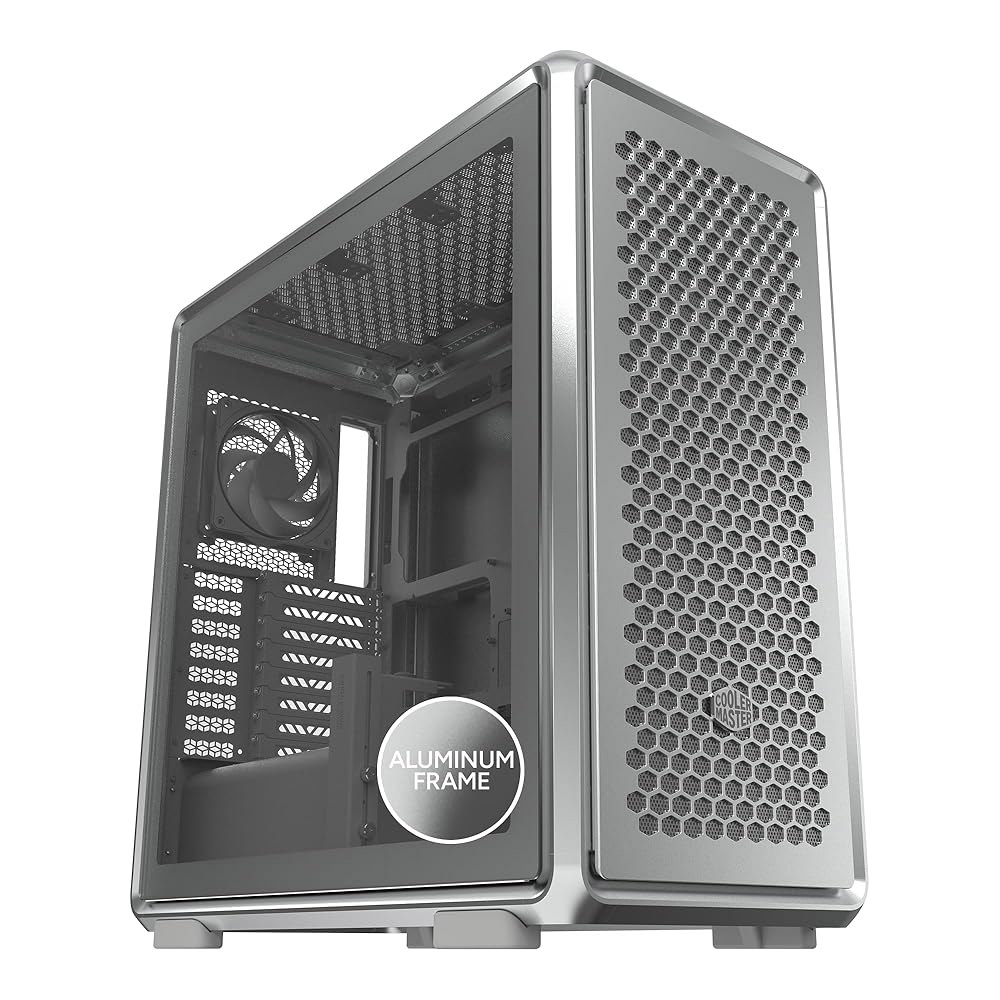 쿨러 마스터 프레임 600 ATX 미드 타워 PC 케이스, 프리미엄 알루미늄 모듈형 섀시, 4배 고풍량 PWM 팬, 410mm GPU 및 420mm 라디에이터 지원, 고성능 게이밍 - 상품 이미지