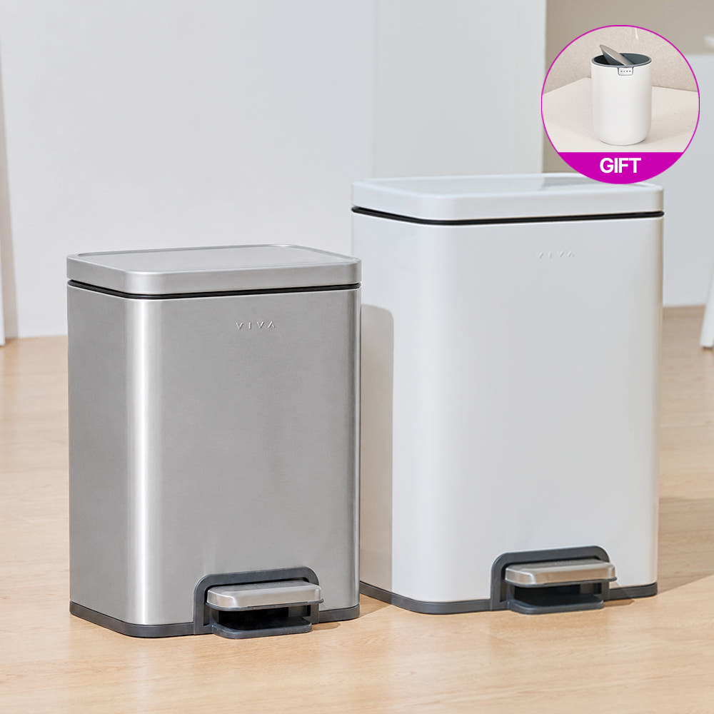 [14일체험] 스텐 무소음 페달 휴지통 20L+12L 냄새차단 (공간맞춤세트) - 상품 이미지