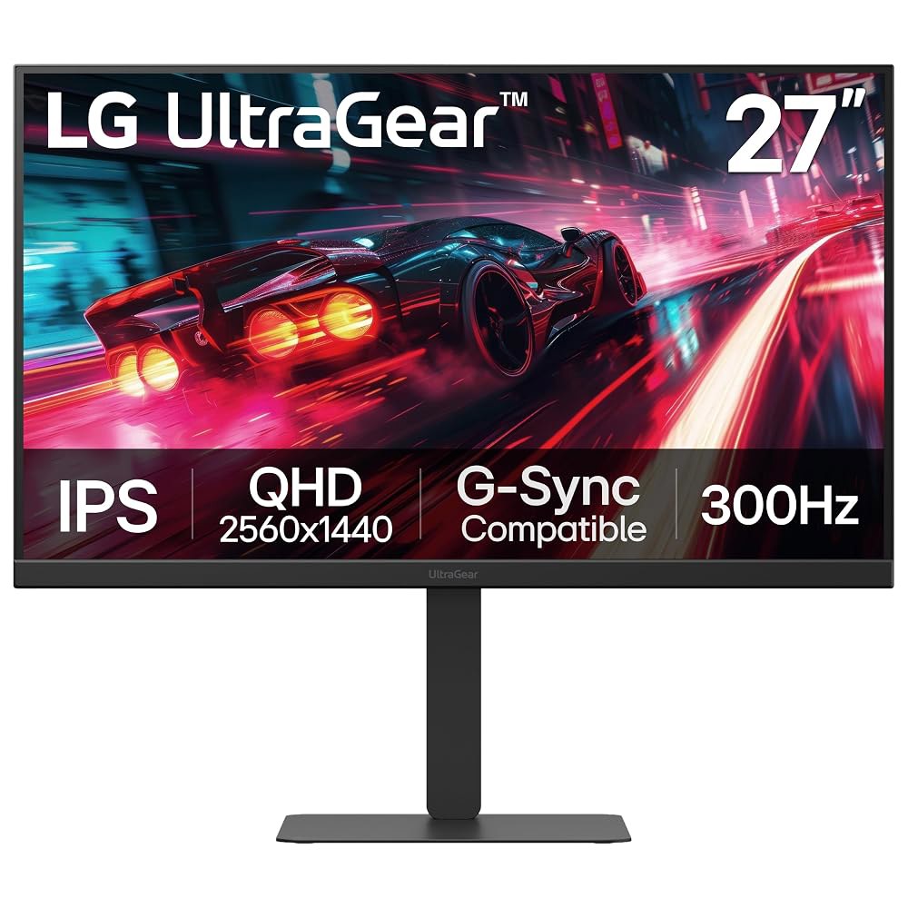 LG 27G640A-B 27인치 울트라기어 QHD(2560 x 1440) IPS 게이밍 모니터, 300Hz, 1ms, 엔비디아 지싱크, AMD 프리싱크 프리미엄, VESA 디스플레 - 상품 이미지