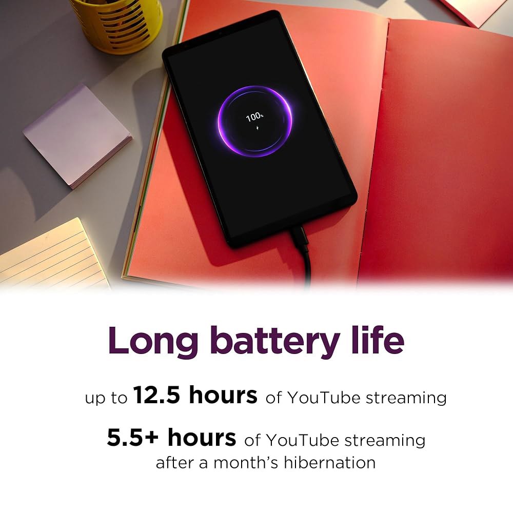 레노버 탭 원 - 경량 태블릿 최대 12.5시간의 유튜브 스트리밍 8.7인치 HD 디스플레이 4GB 메모리 64GB 스토리지 미디어텍 헬리오 G85 폴리오 케이스 포함 - 상세 이미지 3