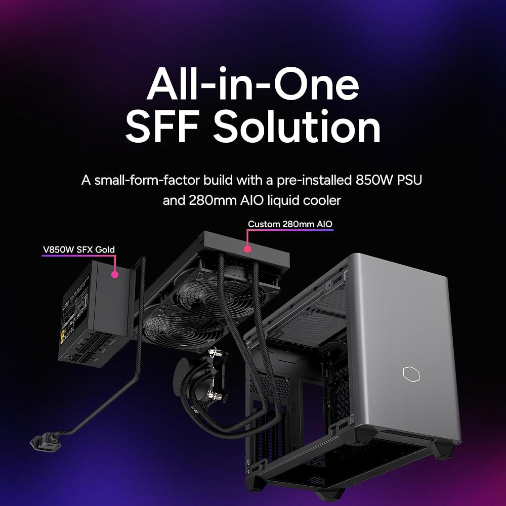 쿨러 마스터 NR200P MAX V2 미니 ITX PC 케이스 번들 - 280mm AIO 액체 + 850W SFX 80 플러스 골드 전원 공급 PCIe 5.1 준비 PSU 4.0 - 상세 이미지 3