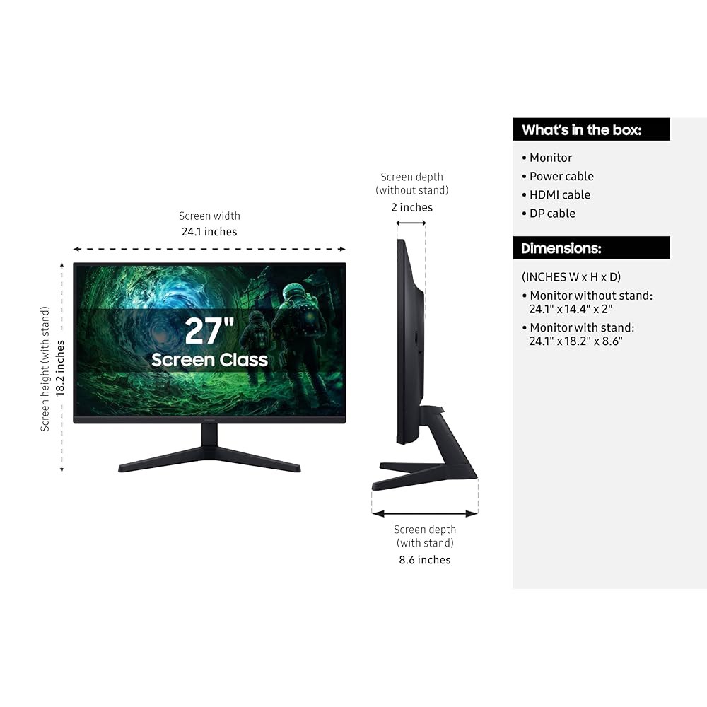 삼성 27인치 오디세이 G5(G53F) 시리즈 QHD 게이밍 모니터 200Hz 주사율, IPS 패널, HDR10, AMD 프리싱크 프리미엄, 블랙 이퀄라이저, 자동 소스 스위치(L - 상세 이미지 3