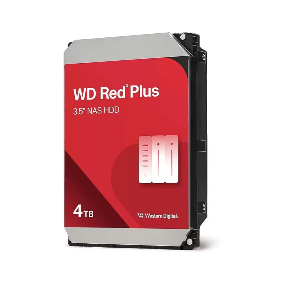 웨스턴 디지털 4TB WD 레드 플러스 NAS 내장 하드 드라이브 HDD - 5400RPM, SATA 6Gb/s, CMR, 128MB 캐시, 3.5인치 WD40EFZZ - 상품 이미지