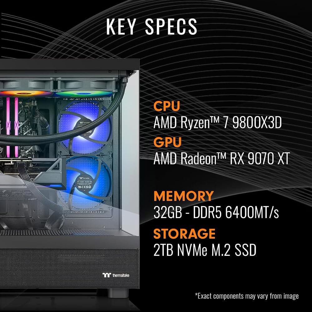 Thermaltake LCGS View 987X-270 게이밍 데스크톱(AMD Ryzen 7 9800X3D, 32GB 6400MT/s DDR5 RGB 메모리, AMD Radeon - 상세 이미지 2
