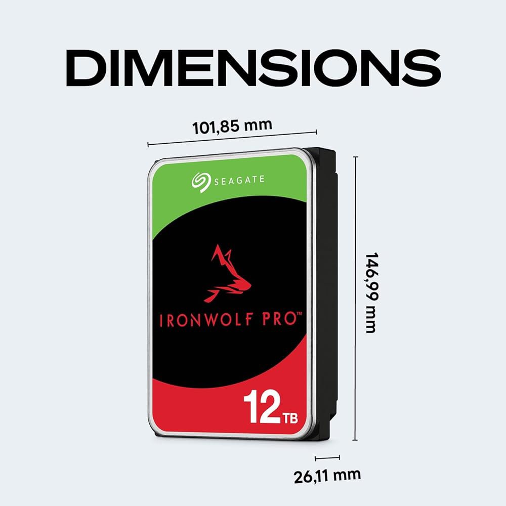Seagate IronWolf Pro, 12TB, 엔터프라이즈 NAS 내장 HDD - CMR 3.5인치, SATA 6Gb/s, 7,200RPM, 256MB RAID 네트워크 연결 - 상세 이미지 2