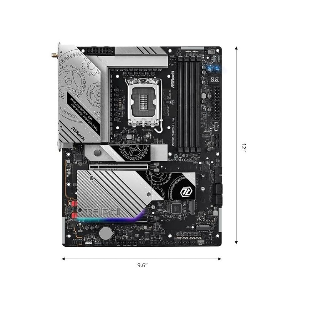 ASRock Z890 타이치 라이트 인텔 코어 울트라 LGA1851 RL-ILM WiFi 7 ATX 마더보드 DDR5 9200MHz 256GB PCIe 5.0 썬더볼 - 상세 이미지 2