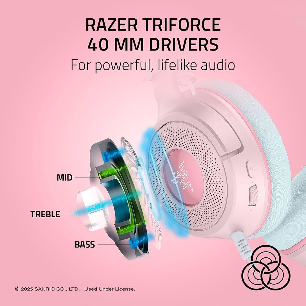 레이저 크라켄 V4 X 유선 게임 헤드셋 40mm 드라이버 - 카디오이드 마이크 메모리 폼 쿠션 크로마 RGB 조명 타입 C & A 케이블 PC, Mac, PS5, 닌텐도 스위치 - 상세 이미지 2