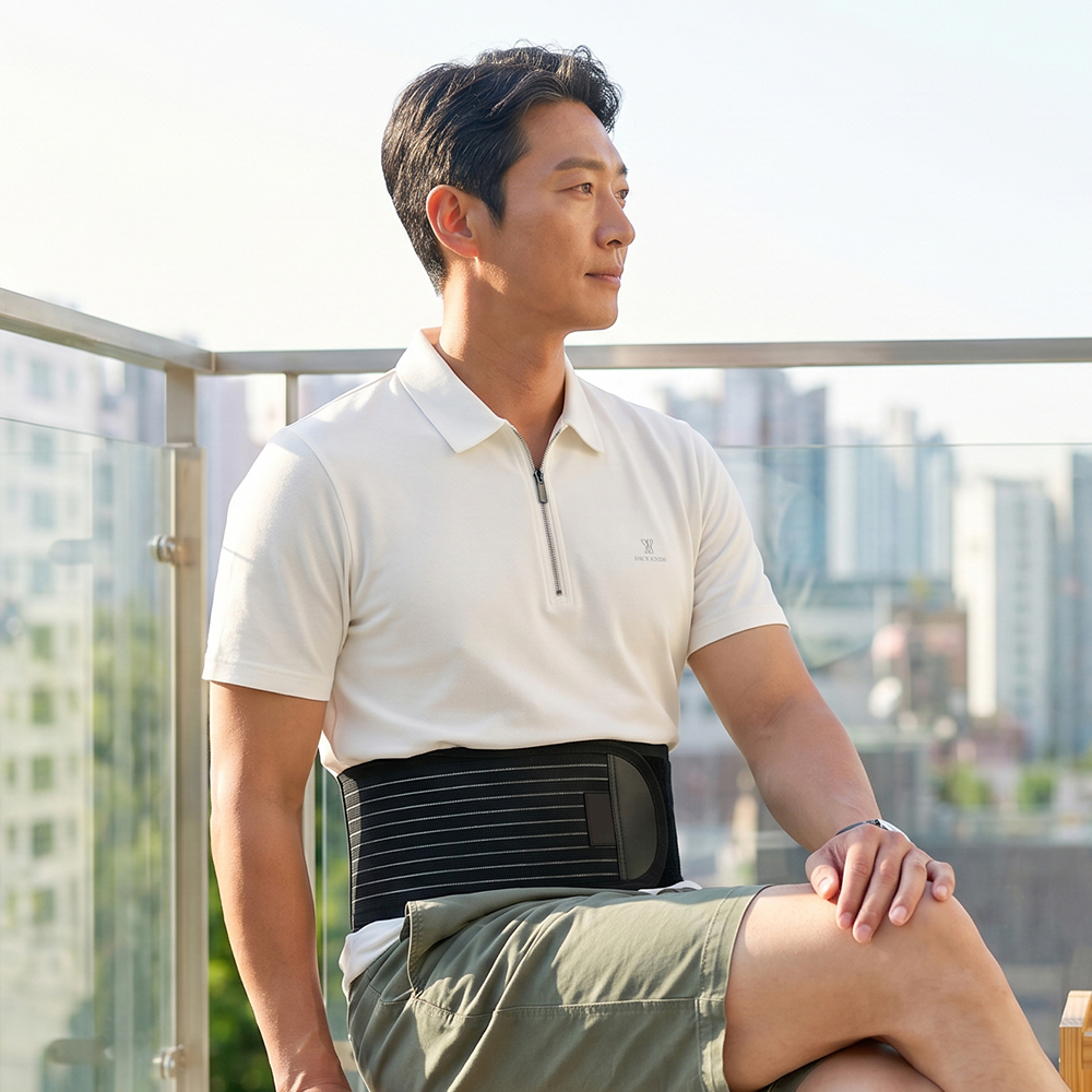 블랙시니어벨트레벨1 시니어 의료용 허리보호대 복대 자석 요통완화 디스크 약국 요추 척추 - 상세 이미지 3