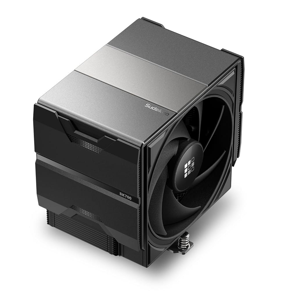 Sudokoo SK700 AM5 에어 쿨러 전용 7 히트파이프 CPU 쿨러 - 블랙 싱글 타워 PC 쿨링 120mm FDB PWM 저소음 팬 및 L-레일 잠금 마운트 - 상품 이미지