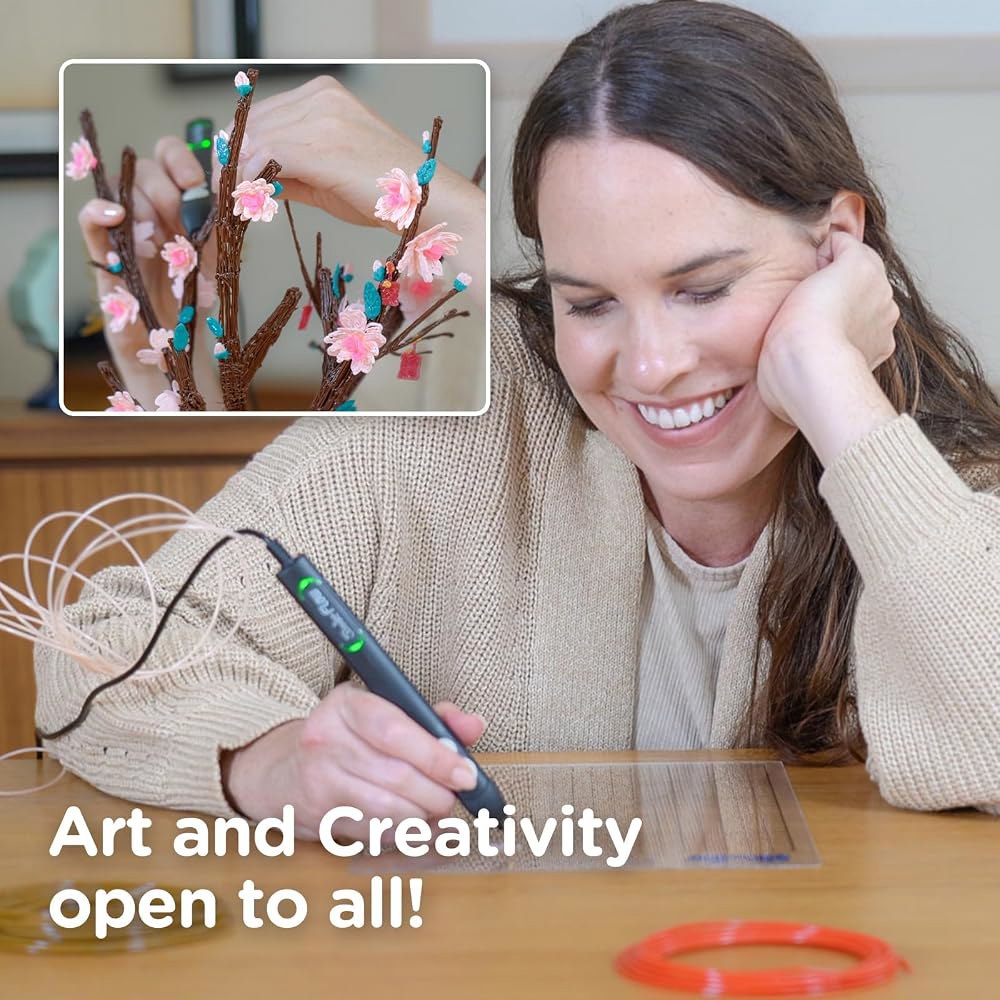 청소년, 성인 및 크리에이터를 위한 3D Doodler Flow 프린팅 펜 블랙, 무료 리필 필라멘트, 스텐실 책 가이드, 3.1 x 10.74 4.44 인치 FLOW - 상세 이미지 2