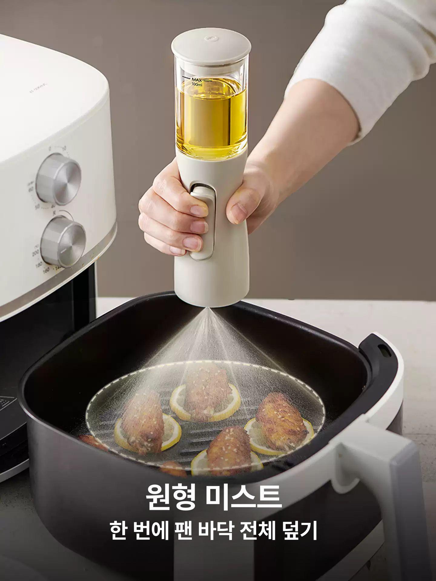 무흡입 수직 오일 분무기 주방용 식품등급 오일병 [수직오일스프레이어] 100ml - 상세 이미지 4
