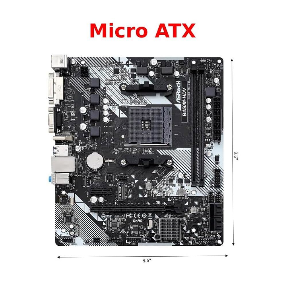 B450M-HDV R4.0 AMD B450 AM4 소켓 라이젠 2000 - 5000 프로세서 DDR4 3200 64GB HDMI DVI-D D-서브 마더보드 SATA 6Gb/s - 상세 이미지 2