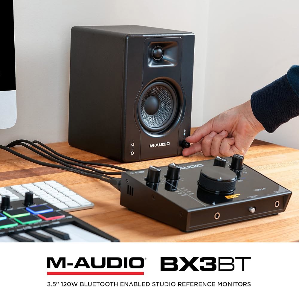 음악 제작 소프트웨어가 포함된 녹음 및 멀티미디어용 M-AUDIO BX3BT 페어 3.5인치 무선 블루투스 스튜디오 모니터 PC 스피커 3.5 inches Speakers Only - 상세 이미지 2
