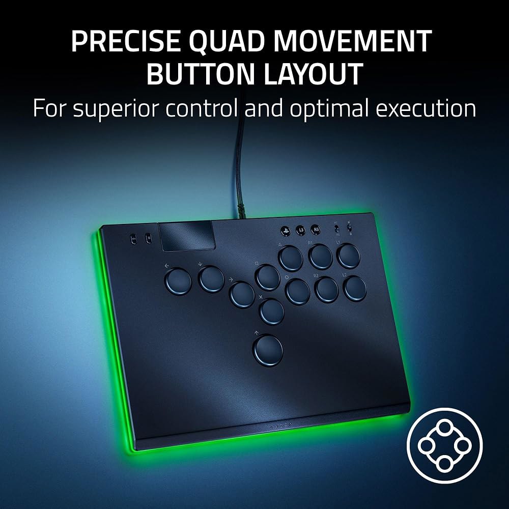 레이저 키츠네 올 버튼 아케이드 컨트롤러 - PS5 / PlayStation 5 & PC용 로우 프로파일 광학 스위치 슬림 폼 팩터 탈착식 상판 크로마 RGB 조명 USB 타입 - 상세 이미지 2