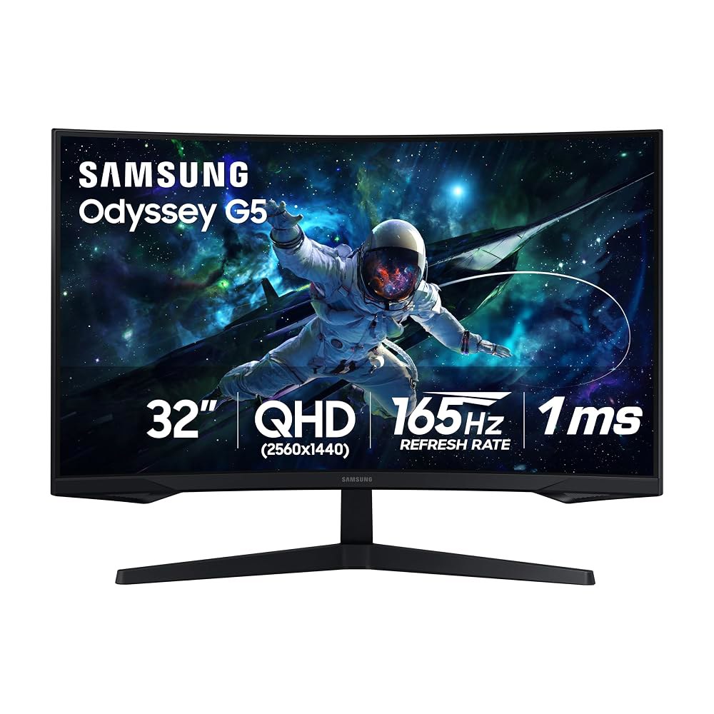 삼성 32인치 오디세이(G55C) 시리즈 QHD 1000R 커브드 게이밍 모니터, 165Hz, 1ms(MPRT), HDR10, AMD 라데온 프리싱크, 아이 케어, 글레어 프리, - 상품 이미지