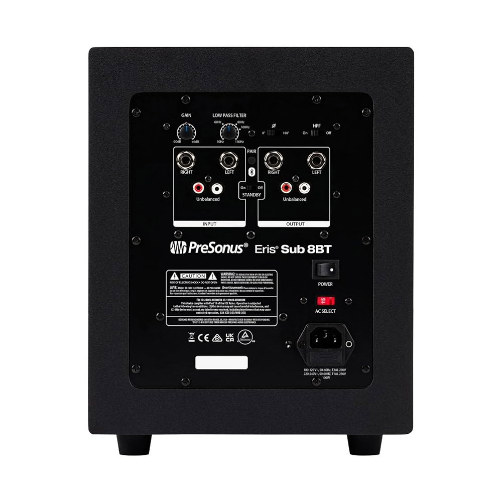 PreSonus Eris Sub 8BT - 8인치 파워 서브우퍼, 서브, 액티브 무선, 블루투스, 홈 오디오, 베이스 스피커, 시어터, 음악 제작, 게임 8개의 직조 유리 섬유 - 상세 이미지 2