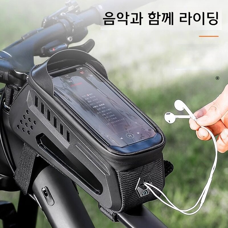 자전거 탑튜브 가방 하드쉘 프레임백 휴대폰 수납 블랙 2.2L 터치 방수 - 상세 이미지 2