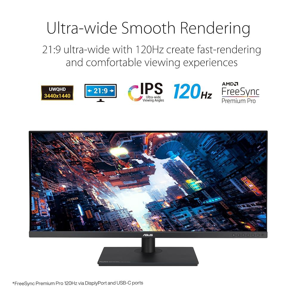 ASUS ProArt 디스플레이 34인치 프로페셔널 모니터(PA348CGV) - 21 9 울트라 와이드 QHD(3440 x 1440), IPS, 색 정확도 E 2, Calman - 상세 이미지 3