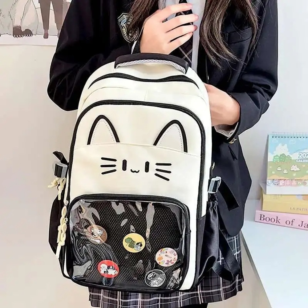 고양이 이타백 투명 백팩 대용량 캐주얼 여행 책가방 - 상품 이미지