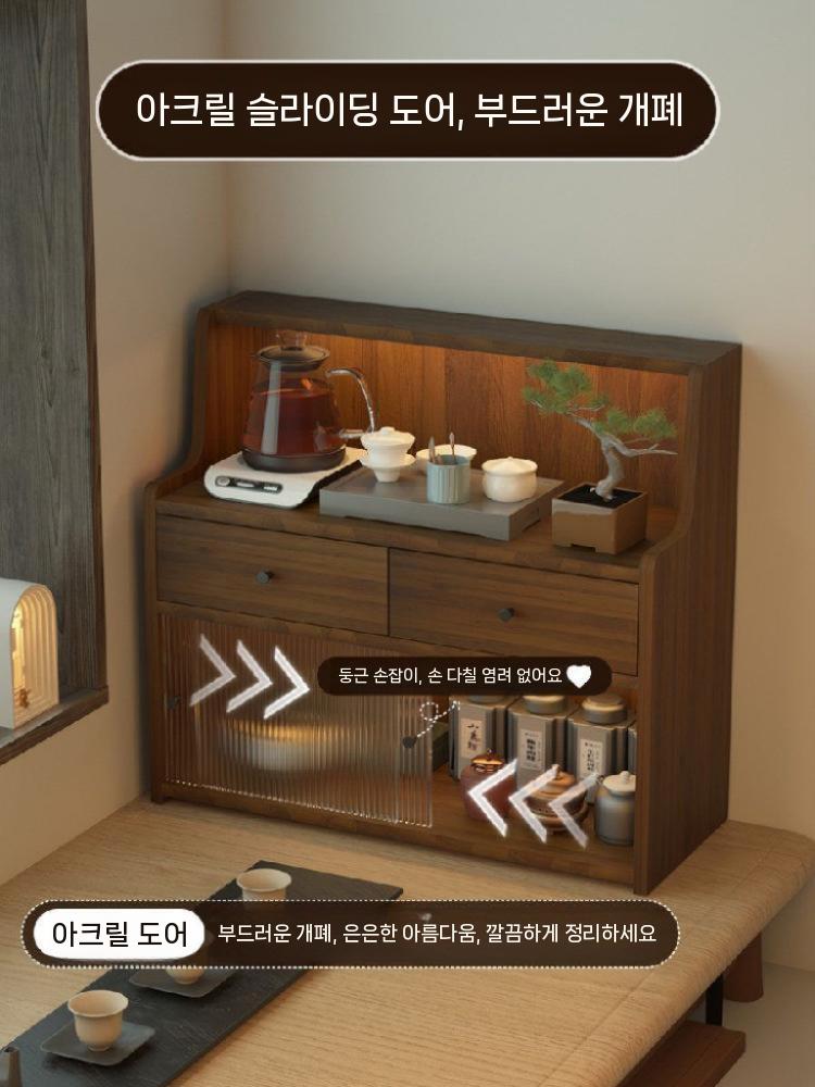 수납장 미니찬장 그릇장 커피장 주방 선반 정리대 원목 40cm - 상세 이미지 4