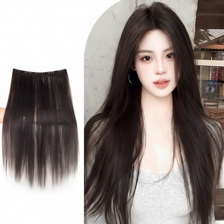 얼굴라인커버 클립익스텐션 정수리 볼륨포인트가발 이마라인커버 붙임머리 60cm - 상품 이미지