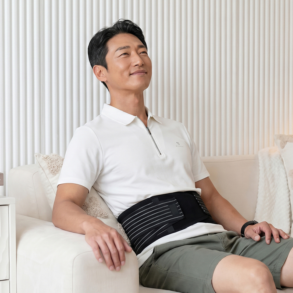 블랙 시니어벨트 레벨2 시니어 의료용 허리보호대 자석 허리통증 약국 요추 척추 복대 디스크 - 상세 이미지 5