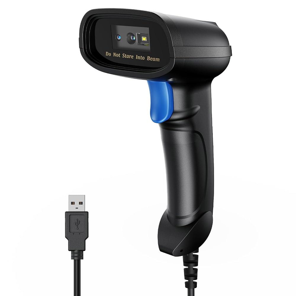 PecuMecu 휴대용 1D & 2D USB 바코드 스캐너, 유선 QR 코드 스캐너 PDF417 데이터 매트릭스 리더기(POS 모바일 결제, 편의점, 슈퍼마켓, 창고용 긴 케이블 - 상품 이미지