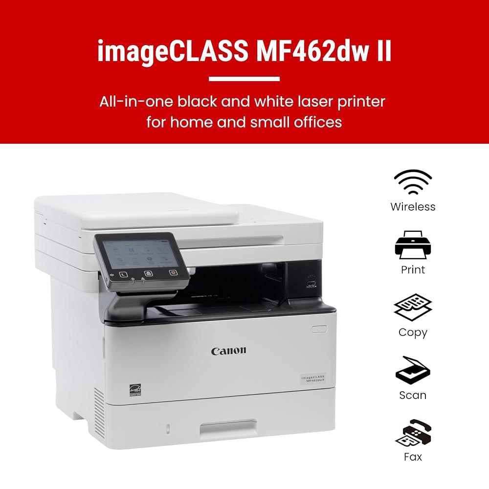 Canon imageCLASS MF462dw II - 인쇄, 복사, 스캔, 팩스, 확장 가능한 용지 용량, 37 PPM의 흑백 무선 듀플렉스 레이저 프린터 New Model - 상세 이미지 2