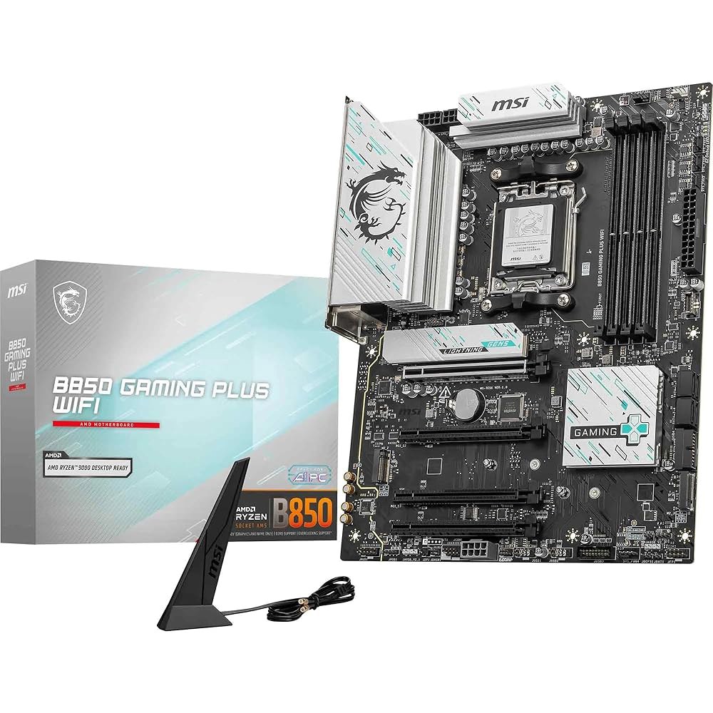 MSI B850 게이밍 플러스 WiFi 마더보드, ATX - AMD Ryzen 9000/8000/7000 프로세서, AM5 DDR5 메모리 부스트 8200+ MT/s(OC), PC - 상품 이미지