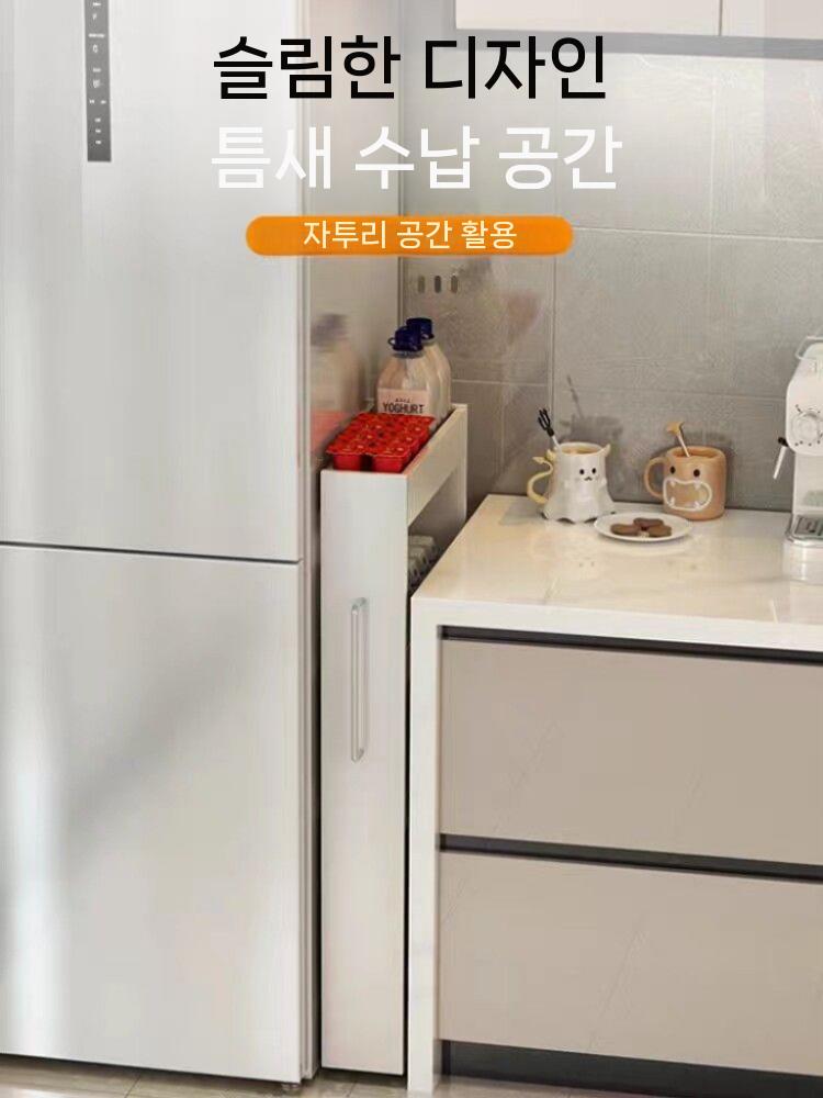 틈새 수납장 팬트리 냉장고 틈새장 키큰 선반 주방 그릇장 화이트 15cm 3단 1개 - 상세 이미지 4
