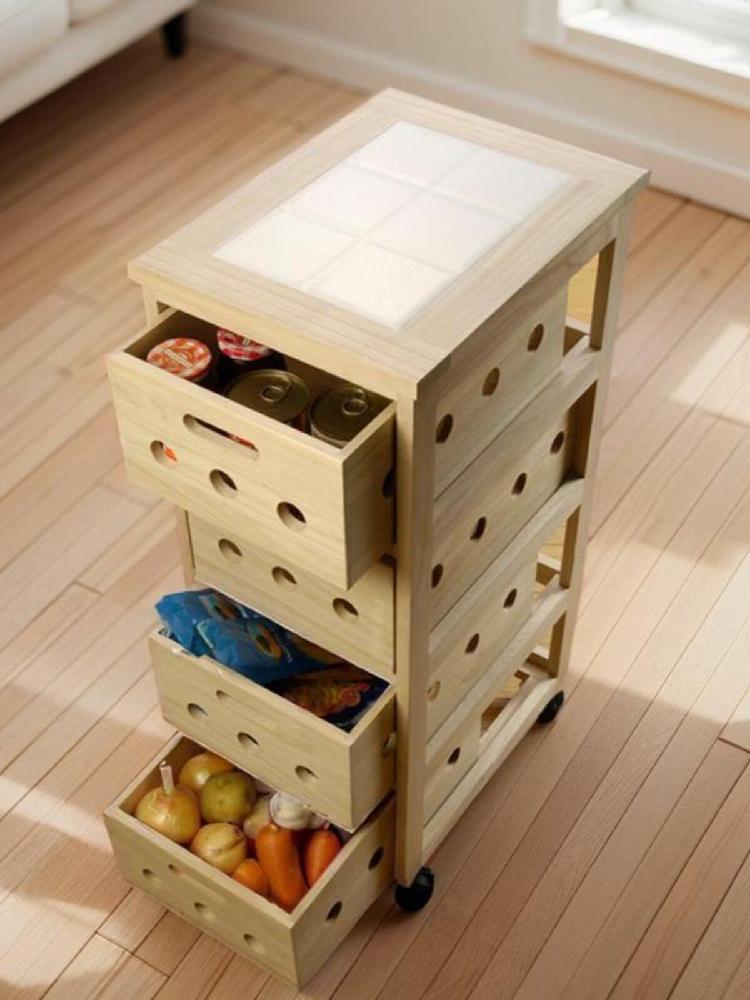 틈새 수납장 이동식 서랍장 투명 정리함 거실 좁은 수납 티크 20 X 40 X 85.5cm 1개 이미지 6
