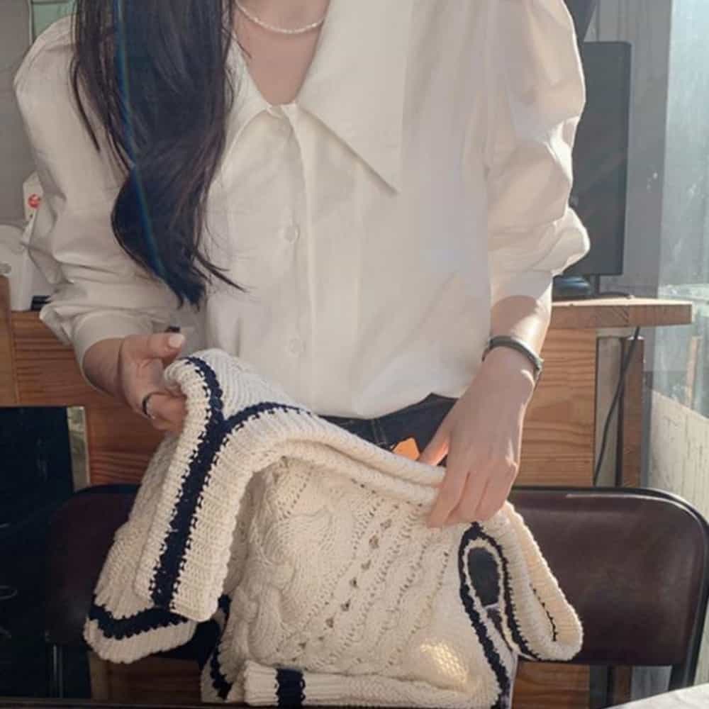 여성 긴팔 루즈핏 오버핏 벌룬 기본 카라 데일리 출근룩 오피스룩 셔츠 블라우스 - 상품 이미지