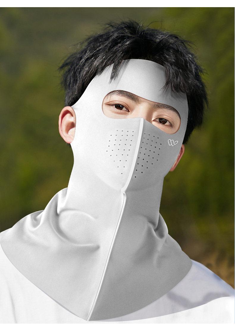 남성용 전체 얼굴 자외선 차단 아이스 실크 마스크 넥 커버 통풍 3 D 풀페이스 넥프로텍션 다크나이트블랙 단품 아이스쿨링 - 상세 이미지 4