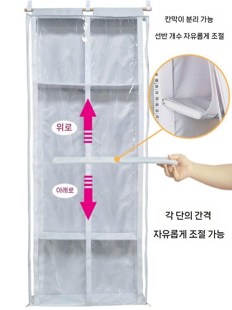 솜인형 보관함 정리함 인형 진열장 선반 문뒤 수납 4단 도어 후크 3개와 통나무 걸이 1개 제공 - 상세 이미지 4