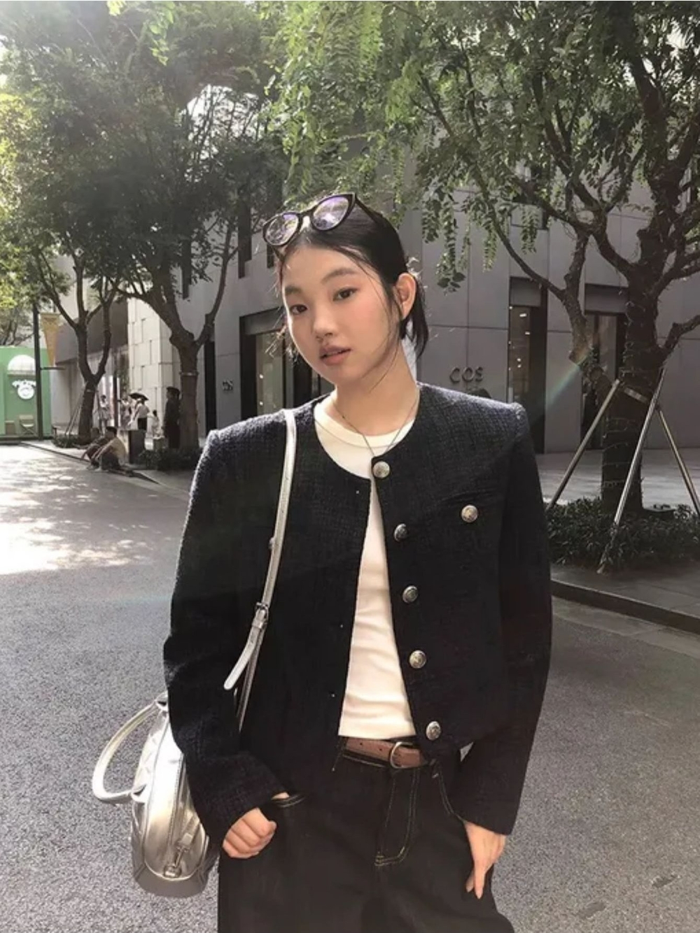 여성 숏 재킷 루즈핏 라운드넥 앞단추 가을 봄 캐주얼 이미지 7