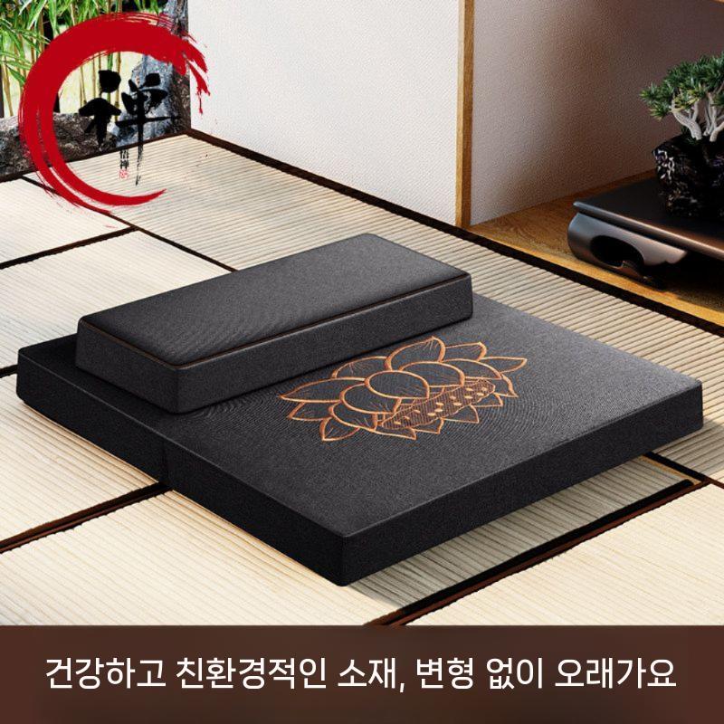 명상 예배 방석 좌선 매트 가부좌 참선 요가 다도 갈색 60x60cm - 상세 이미지 5