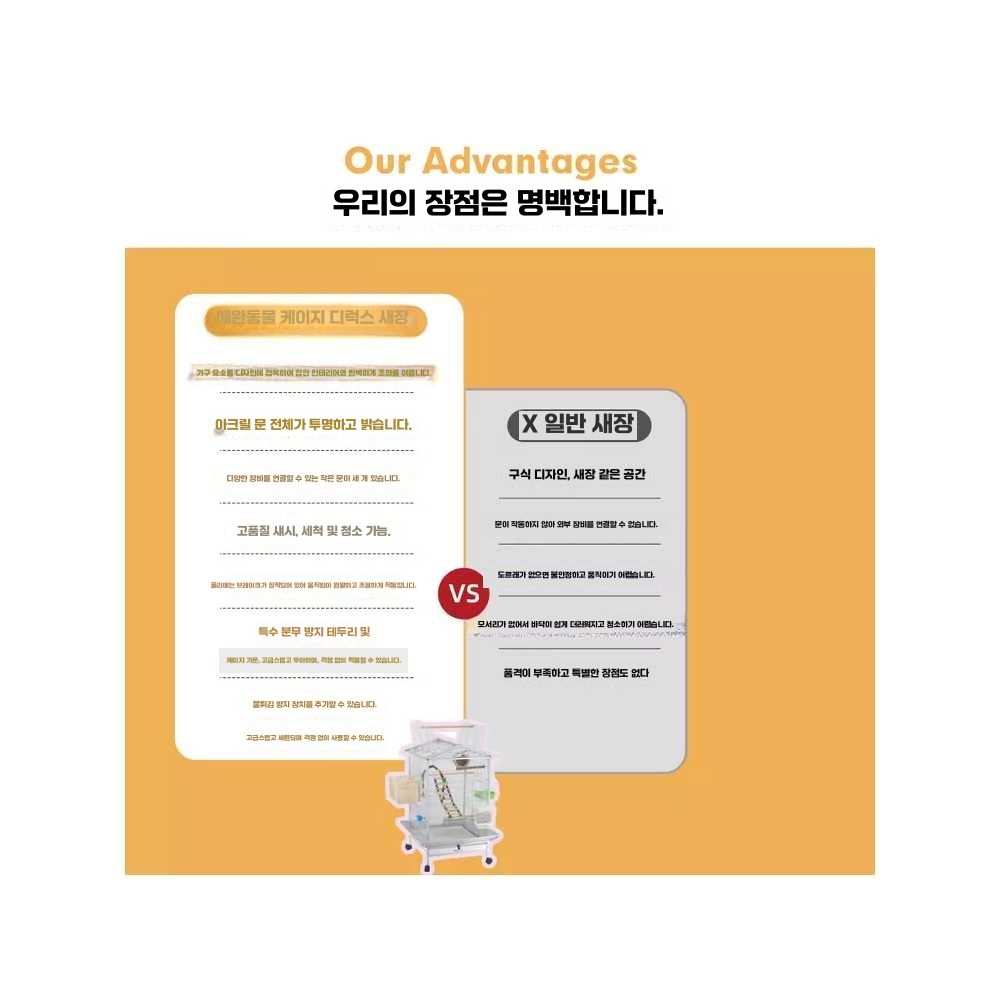 앵무새집 대형 슈가글라이더 모란 사랑 키우기 왕관 (B08)화이트(표준) - 상세 이미지 4