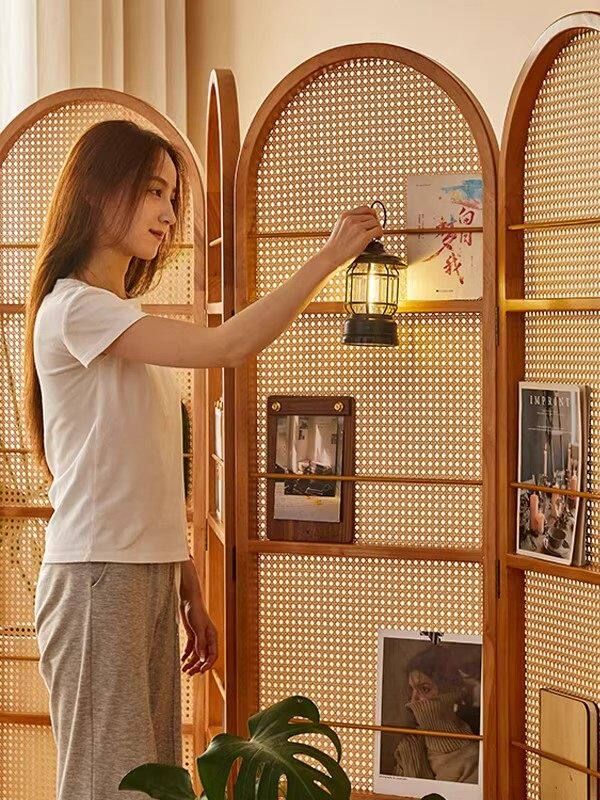 라탄 파티션 이동식 칸막이 아치형 가벽 가림막 공간분리 인테리어 블랙 2폭 100 X 170cm - 상세 이미지 3