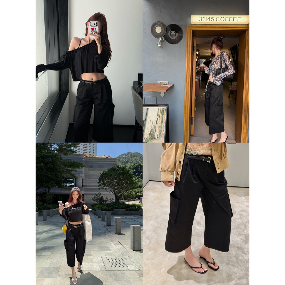 여성 와이드 카고 버뮤다 팬츠 8부 5부 바지 2style - 상세 이미지 4