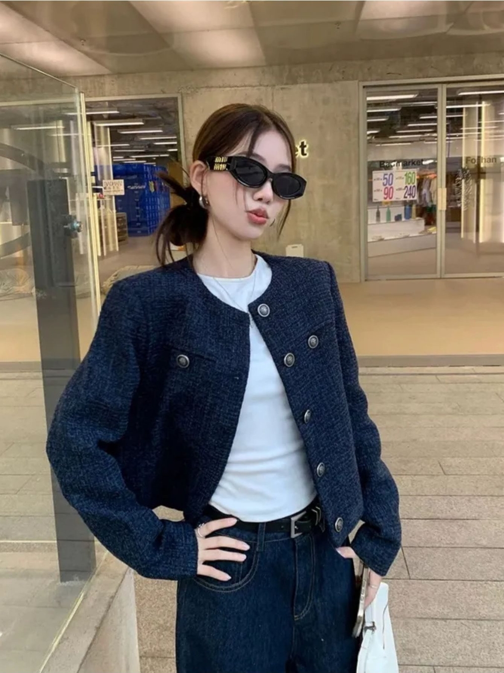 여성 숏 재킷 루즈핏 라운드넥 앞단추 가을 봄 캐주얼 이미지 8