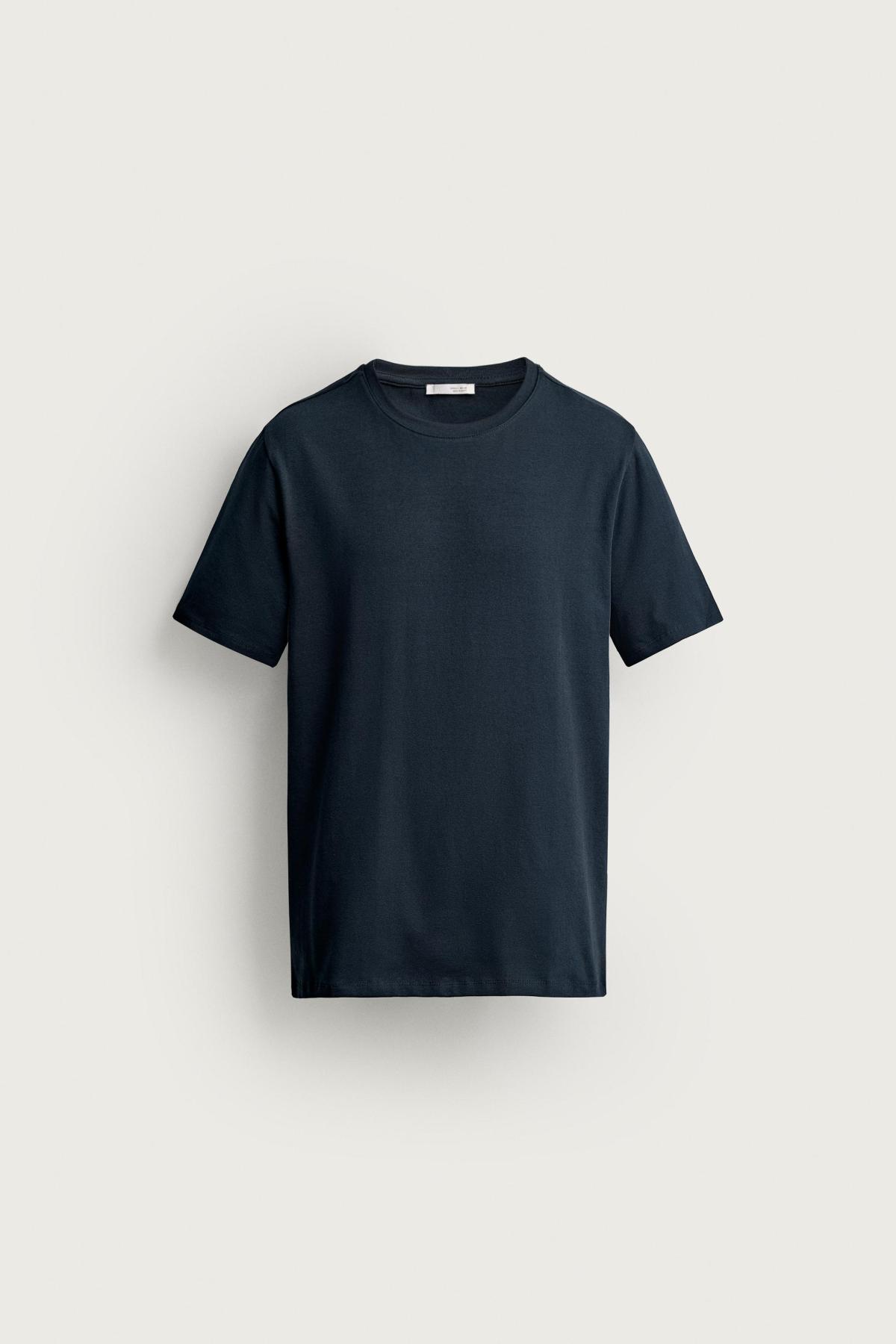 자라 슬림핏 네이비 베이직 반팔 티셔츠 5584/401 NAVY BLUE - 상품 이미지