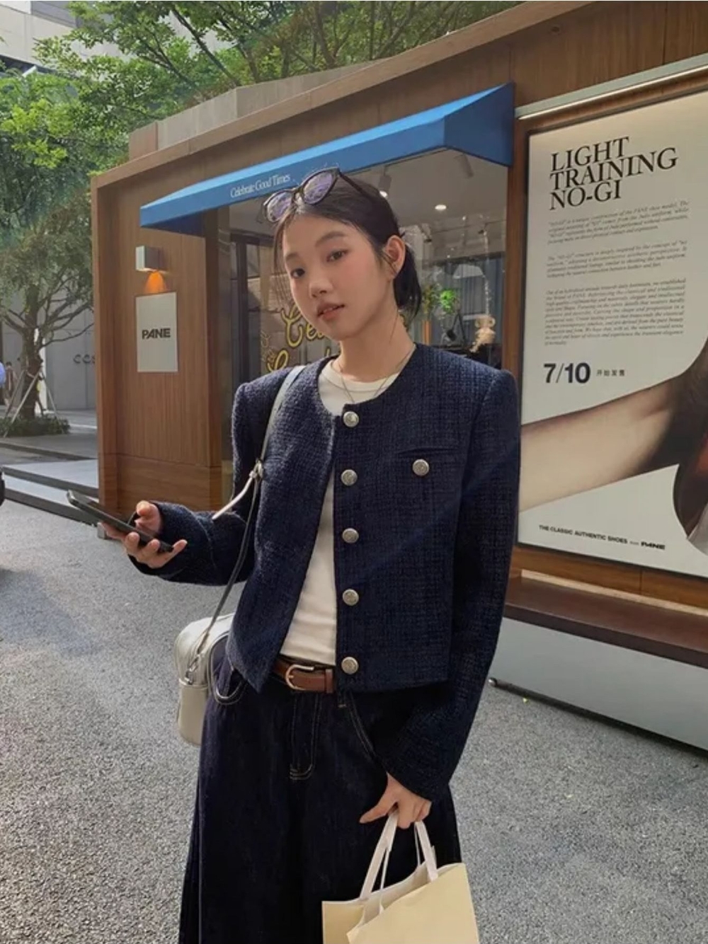여성 숏 재킷 루즈핏 라운드넥 앞단추 가을 봄 캐주얼 - 상세 이미지 5
