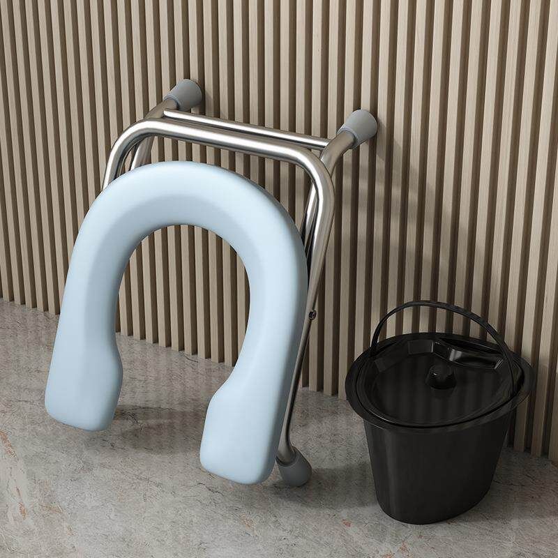접이식 이동식 변기의자 어르신 간이 좌변기 휴대용 노약자 의자 그레이 높이38cm 이미지 6