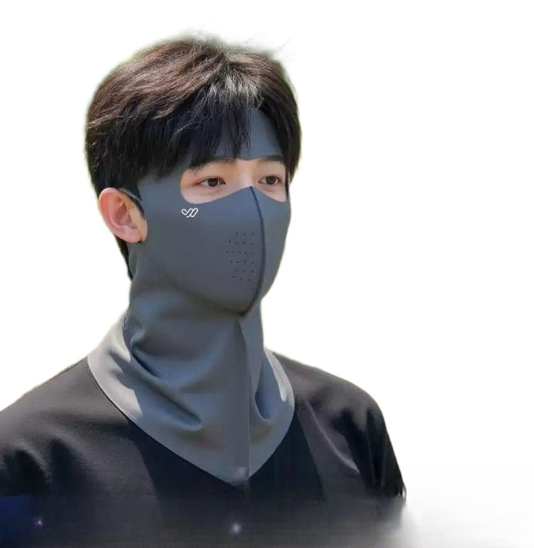 남성용 전체 얼굴 자외선 차단 아이스 실크 마스크 넥 커버 통풍 3 D 풀페이스 넥프로텍션 다크나이트블랙 단품 아이스쿨링 - 상세 이미지 5