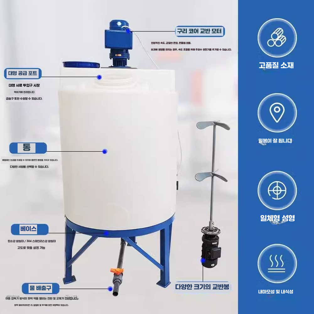 PE물탱크 말통 드럼통 정화조 공업용 오수통 바케스 220V-200L평바닥벨트(0.55KW) - 상세 이미지 5